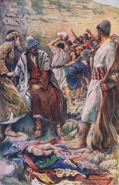 La morte di Stefano, illustrazione da Harold Copping Pictures: The Crown Series, c.1920s da Harold Copping