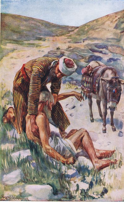 Il buon samaritano, illustrazione da Harold Copping Pictures: The Crown Series, c.1920s da Harold Copping