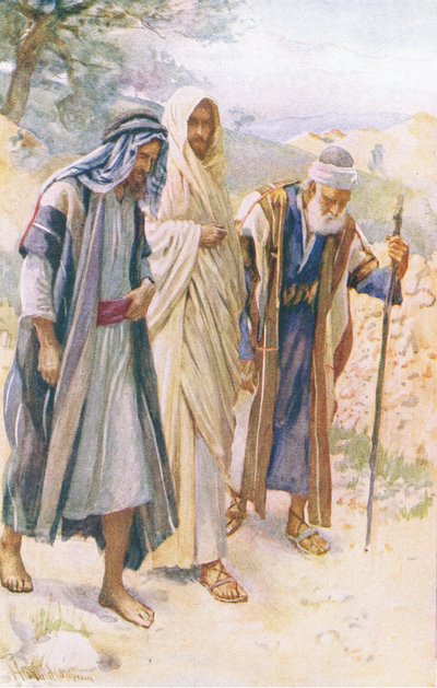 Il cammino verso Emmaus, illustrazione da Harold Copping Pictures: The Crown Series, c.1920s da Harold Copping