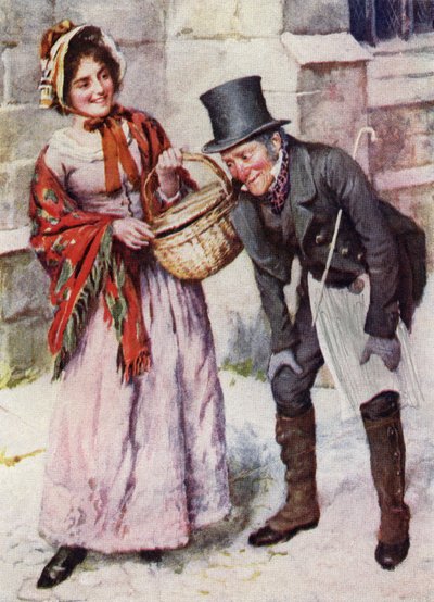 Trotty Veck e sua figlia Meg da "Trotty Veck e Oliver Twist" (stampa) da Harold Copping