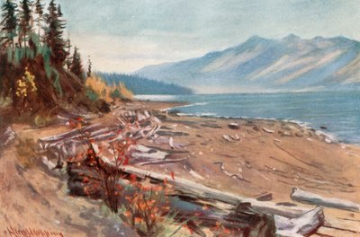 Vista dalla riva del lago Kootenay da Harold Copping