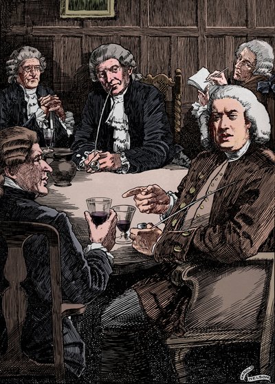 Dr. Johnson che discute con i suoi amici da Harold Edward Hughes Nelson