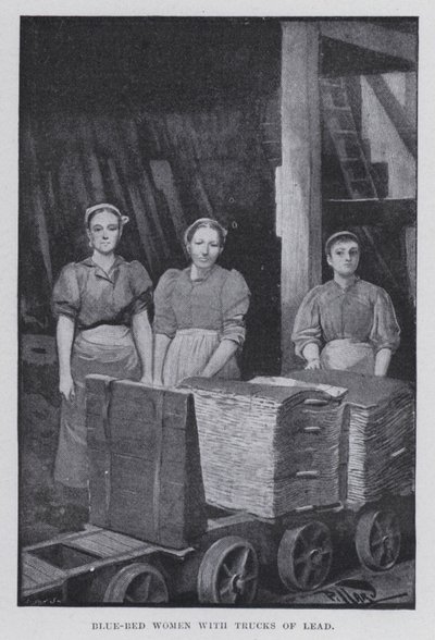 Donne con letti blu e carrelli di piombo da Harold Hume Piffard