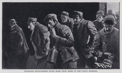 Pettinatori di lana di Bradford che tornano a casa dal lavoro al mattino presto da Harold Hume Piffard
