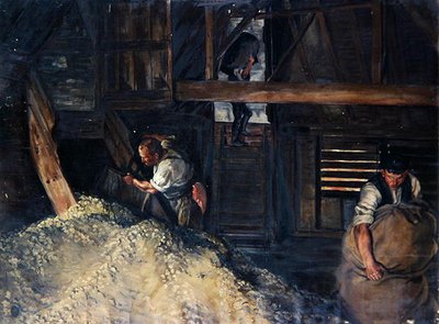 Lavoratori: operai che insaccano luppolo da Harold Oakley