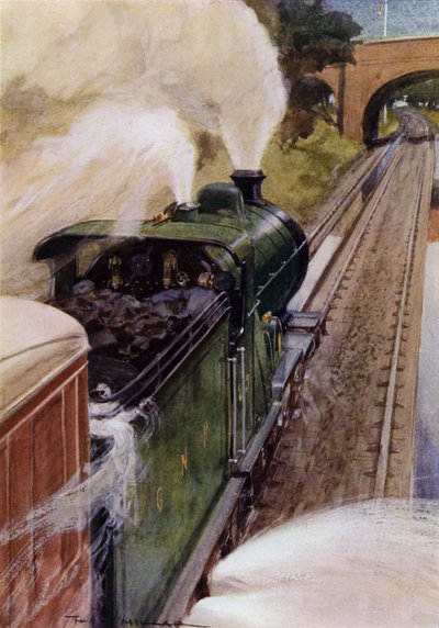 Locomotiva a vapore sulla Great Northern Railway che prende acqua da Harold Robert Millar