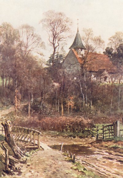 Chiesa di Pyrford, vicino a Woking (litografia a colori) da Harold Sutton Palmer