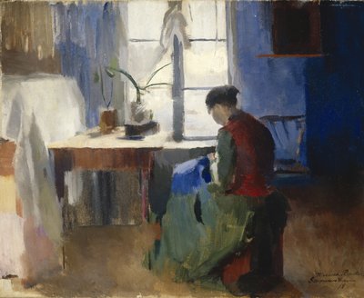 Donna che cuce da Harriet Backer