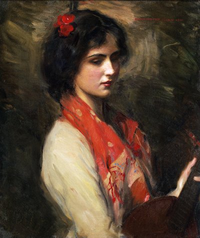 Giovane donna con mandolino da Harrington Mann