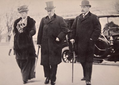 John Pierpont Morgan con suo figlio e sua figlia che partecipano all