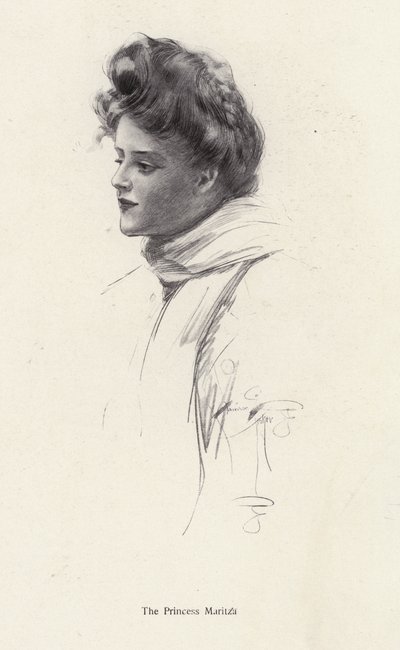 Un personaggio, Contessa Frina Mavrodin dal romanzo The Princess Moritza di Percy Brebner da Harrison Fisher