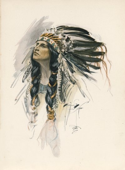 La canzone di Hiawatha di Longfellow (litografia a colori) da Harrison Fisher