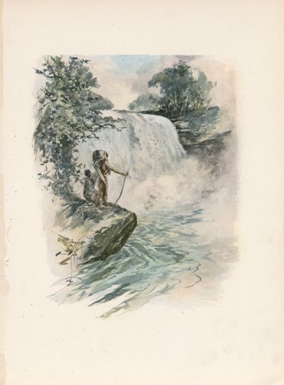 La canzone di Hiawatha di Longfellow (litografia a colori) da Harrison Fisher