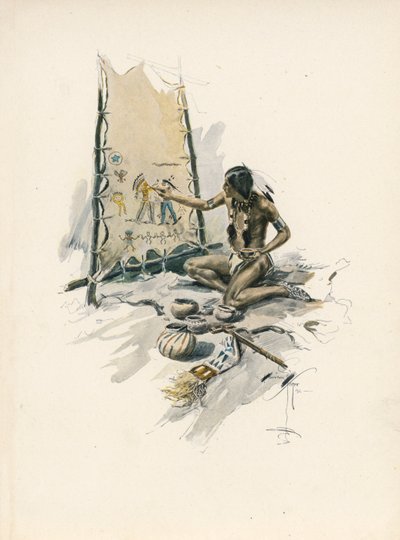 La canzone di Hiawatha di Longfellow (litografia a colori) da Harrison Fisher