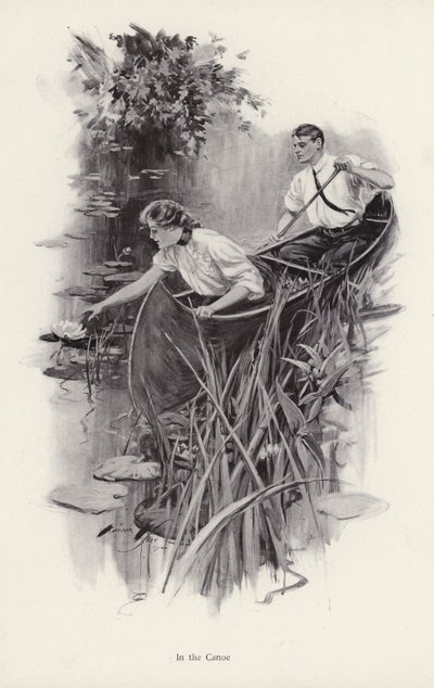 Uomo e donna in una canoa da Harrison Fisher