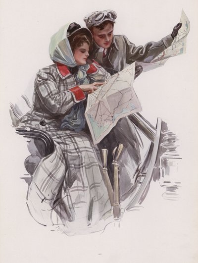 Uomo e donna che leggono una mappa in un