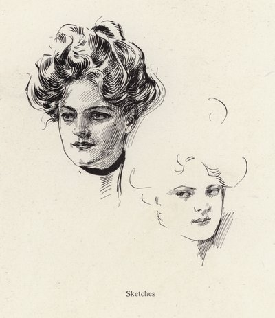 Schizzi a penna di una giovane donna da Harrison Fisher