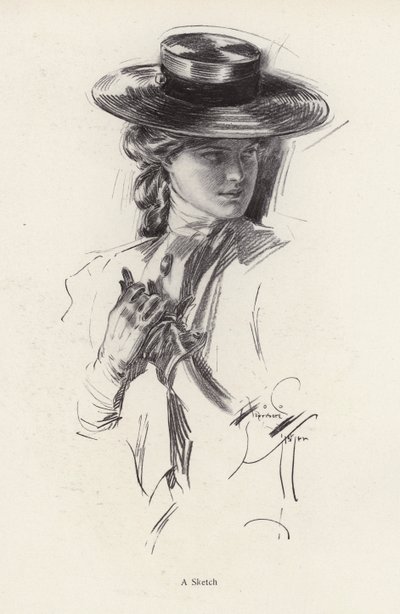 Ritratto di una donna con cappello da Harrison Fisher