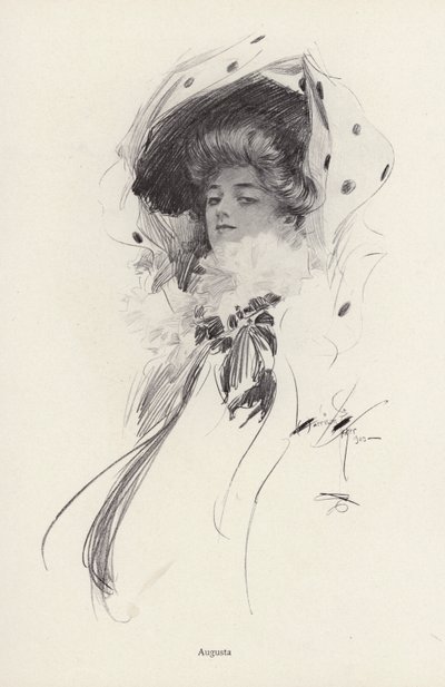 Ritratto di una donna di nome Augusta (litografia) da Harrison Fisher
