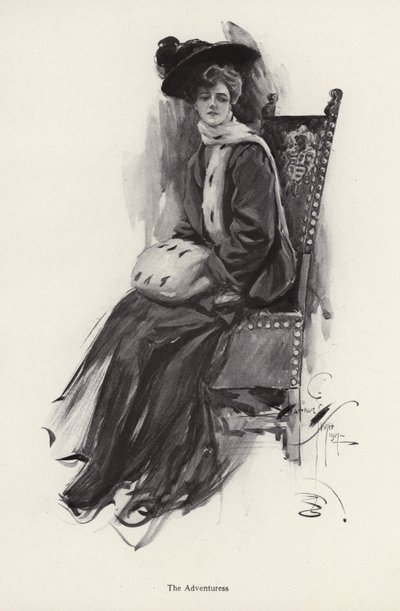 Ritratto di una donna con abiti invernali (litografia) da Harrison Fisher