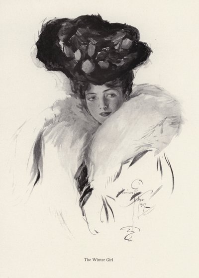 Ritratto di una giovane donna con cappello e pelliccia da Harrison Fisher