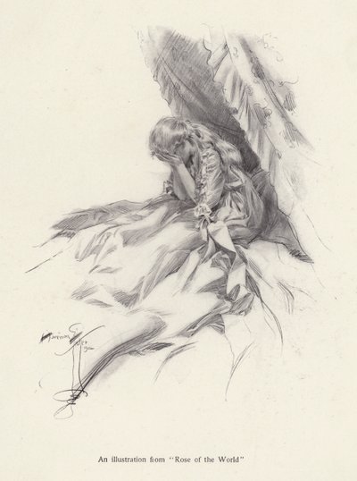Rosamond English, un personaggio di Rose of the World, un romanzo di Egerton Castle da Harrison Fisher