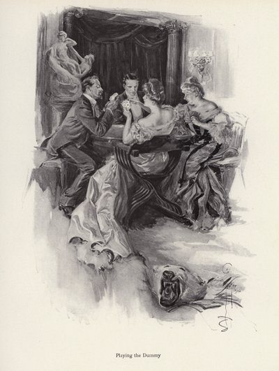 Due coppie che giocano a carte a una festa serale da Harrison Fisher