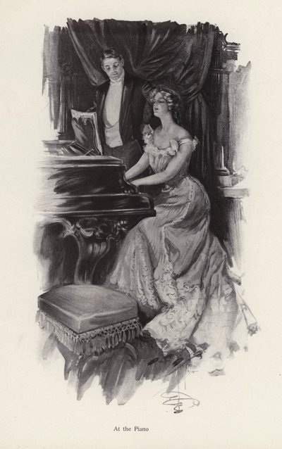 Donna che canta al pianoforte da Harrison Fisher