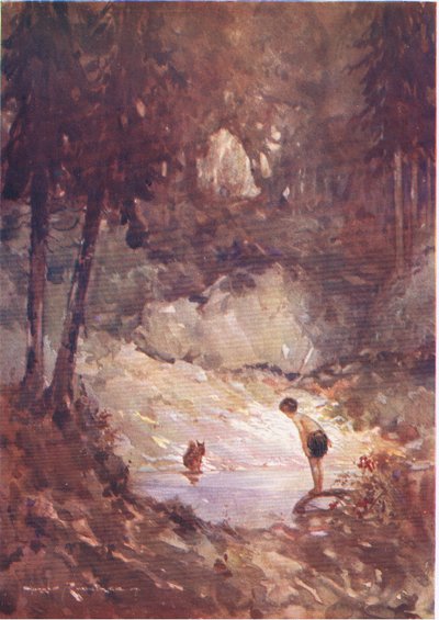 "Puoi anche saltare ora," disse lo scoiattolo a Gilbert (da The Forest Foundling) da Harry Rountree