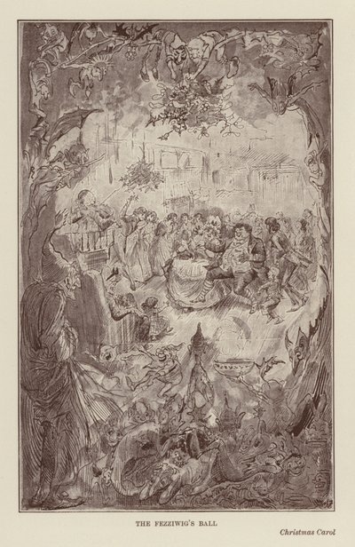 Libri di Natale di Charles Dickens: Canto di Natale (litografia) da Harry (after) Furniss