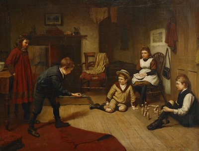 Bambini che giocano in un interno, 1893 da Harry Brooker