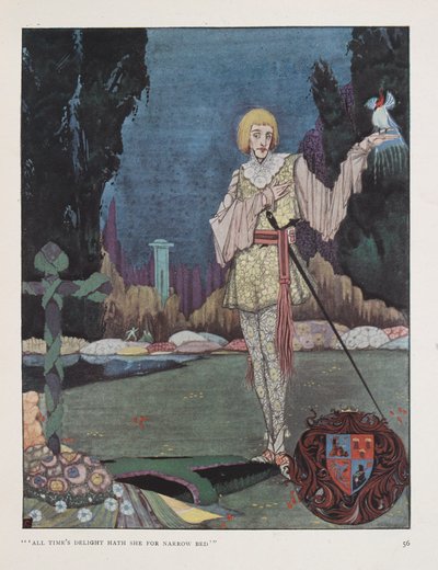 Tutto il piacere del tempo ha per lei un rosso stretto. Illustrazione per la canzone del principe pazzo di Walter de la Mare. da Harry Clarke