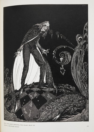 Ma, per molti minuti, il cuore batteva con un suono ovattato (illustrazione) da Harry Clarke