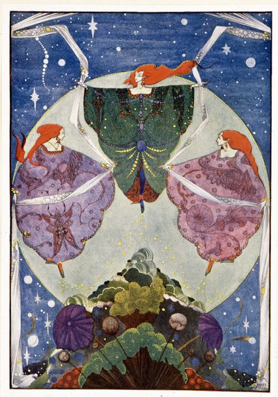 Fate: "Danzavano con scialli tessuti di nebbia e chiaro di luna": La collina degli elfi - in "Fiabe" di Hans Christian Andersen, ill. di Harry Clarke da Harry Clarke