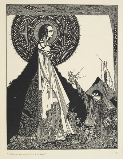 Chiamerei ad alta voce il suo nome. Illustrazione di Ligeia, un racconto. "Ligeia" è un racconto di Edgar Allan Poe. La storia segue un narratore senza nome e sua moglie Ligeia, una donna bella e intelligente dai capelli corvini. Si ammala, compone "Il da Harry Clarke