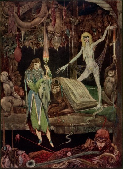 "Mi sembra, un milione di sciocchi in coro / stanno delirando e non si stancheranno mai", illustrazione da Faust di Goethe, tradotto da John Anster da Harry Clarke