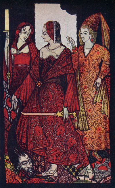 Regine che tagliano le torbiere di Glanna, Giuditta della Scrittura e Glorianna, 1910 da Harry Clarke