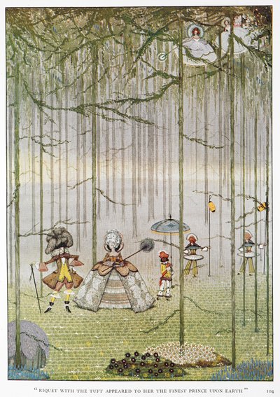 Riquet con il ciuffo le apparve il principe più bello della Terra. Illustrazione per il racconto 