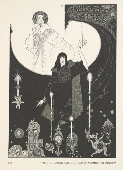 La piccola fiammiferaia. Nella luce la vecchia nonna stava in piedi. da Harry Clarke