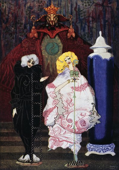 La pastorella e lo spazzacamino, fiaba di Hans Christian Andersen, illustrazione di Harry Clarke da Harry Clarke