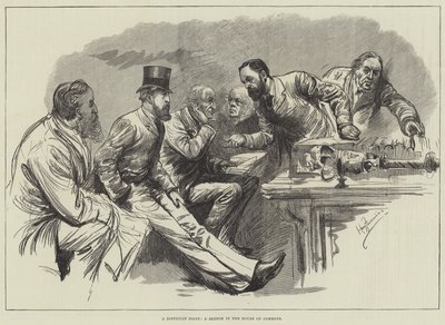 Un punto difficile, uno schizzo nella Camera dei Comuni da Harry Furniss