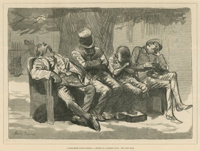 Sogno di una notte di mezza estate: Uno schizzo in un parco di Londra (incisione) da Harry Furniss