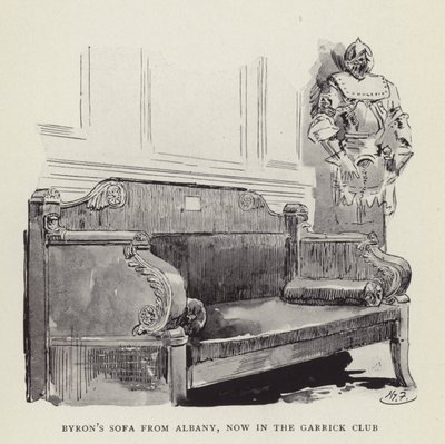 Il divano di Byron da Albany, ora nel Garrick Club da Harry Furniss
