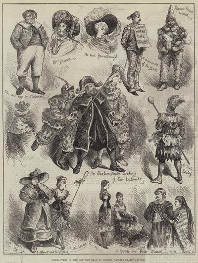 Personaggi nel ballo in costume al manicomio di Colney Hatch da Harry Furniss