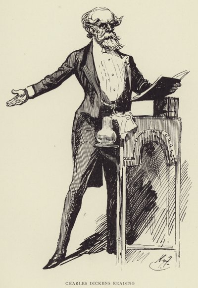Charles Dickens che legge da Harry Furniss