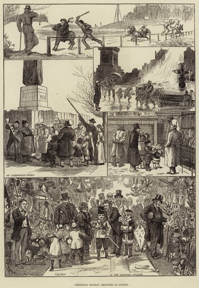 Schizzi delle vacanze di Natale a Londra da Harry Furniss