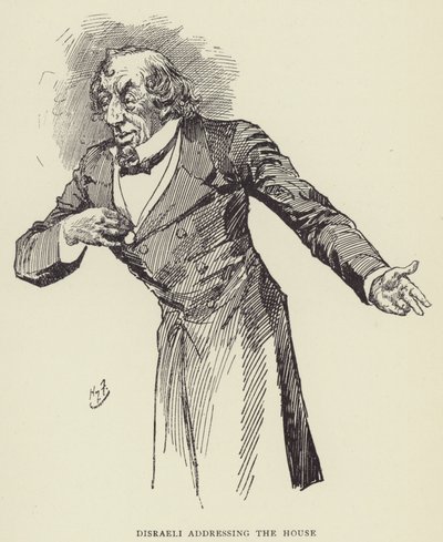 Disraeli che si rivolge alla Camera da Harry Furniss