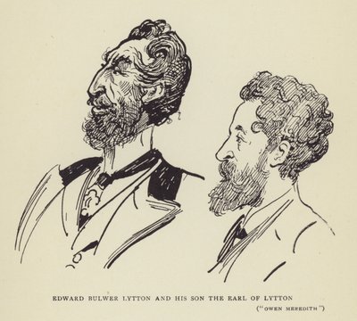 Edward Bulwer Lytton e suo figlio il Conte di Lytton, Owen Meredith da Harry Furniss