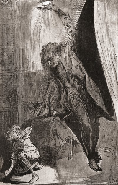 Illustrazione per il romanzo di Charles Dickens Il patto del fantasma da Harry Furniss