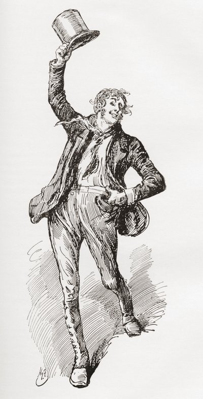 Mark Tapley. Illustrazione di Harry Furniss per il romanzo di Charles Dickens 
